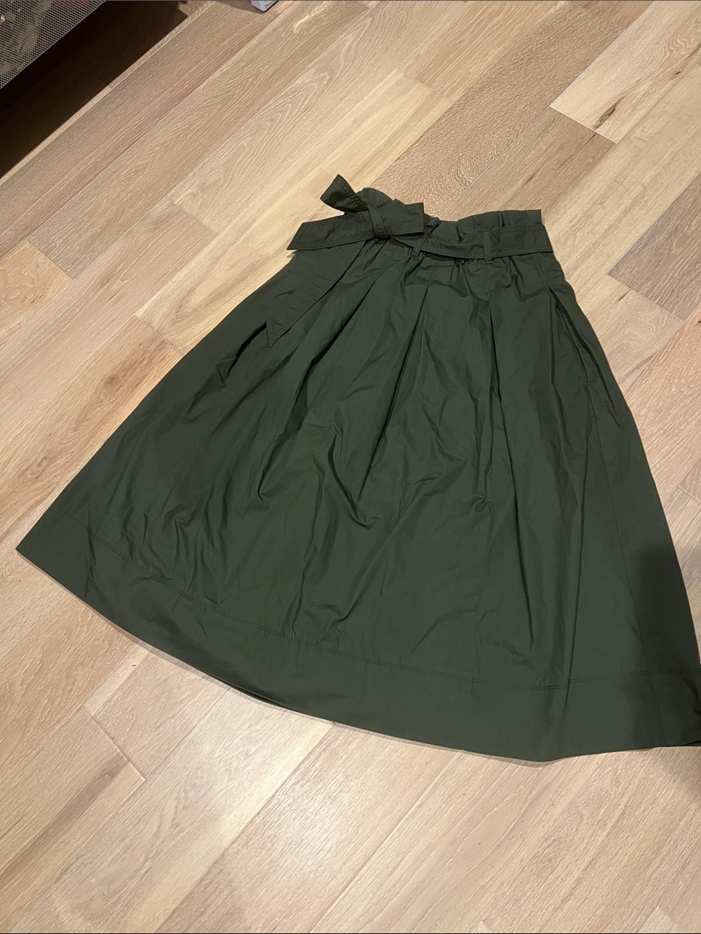 Uniqlo Olive Green A-Line Tie-Waist Skirt